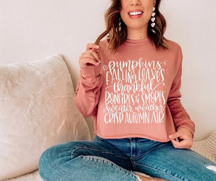 "Pumpkins Falling Leaves Thankful"