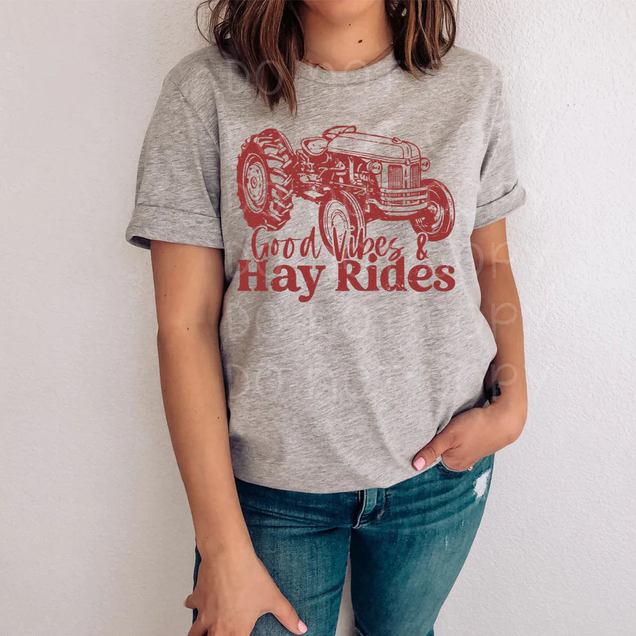 "Good Vibes & Hay Rides - Red"