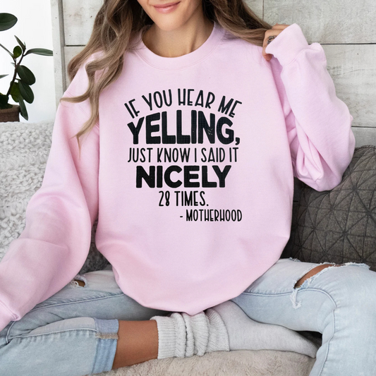 "If You Hear Me Yelling Just Know I Said It Nicely 28 Times"