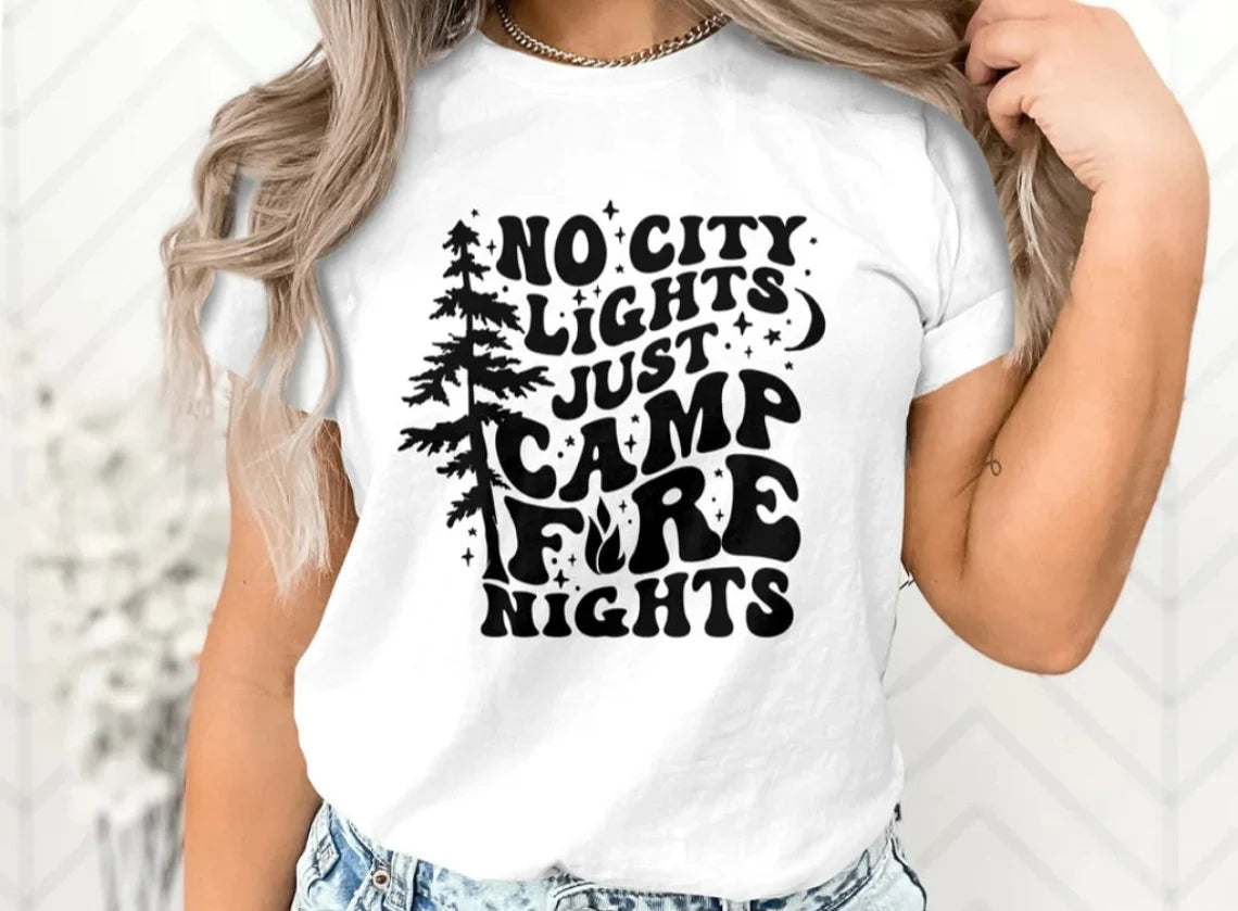 "No City Lights Just Campfire Nights"